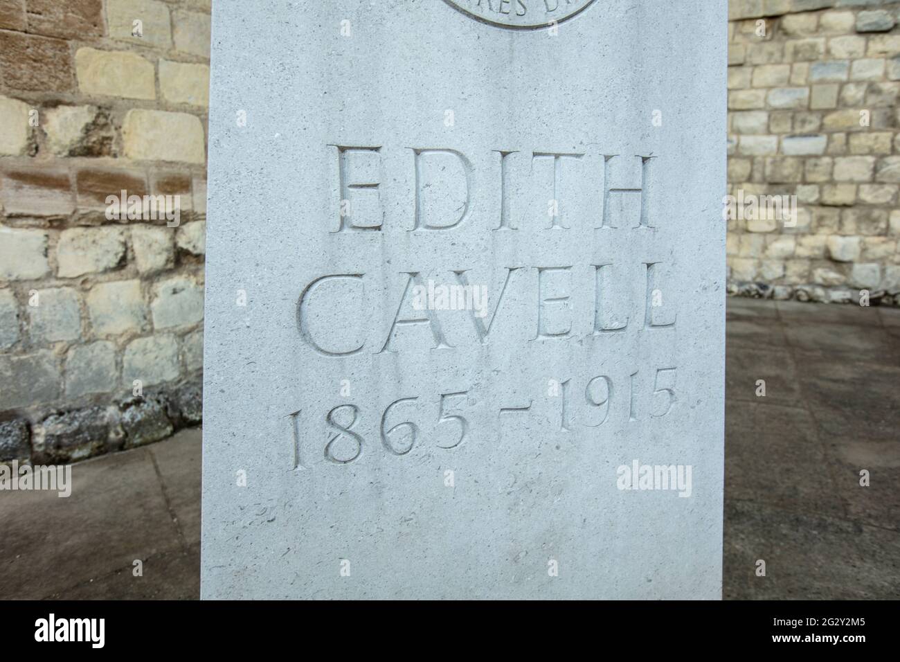 Norwich, Norfolk, UK, June 2021, a view of the grave of Edith Cavell at the east end of Norwich Cathedral Stock Photo