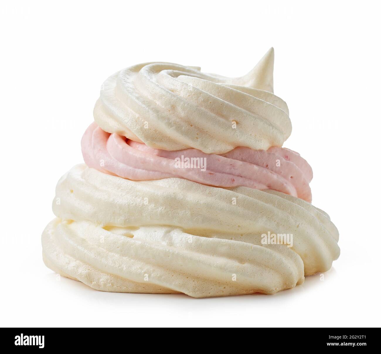 meringue cookie cake pavlova with strawberry cream isolated on white ...