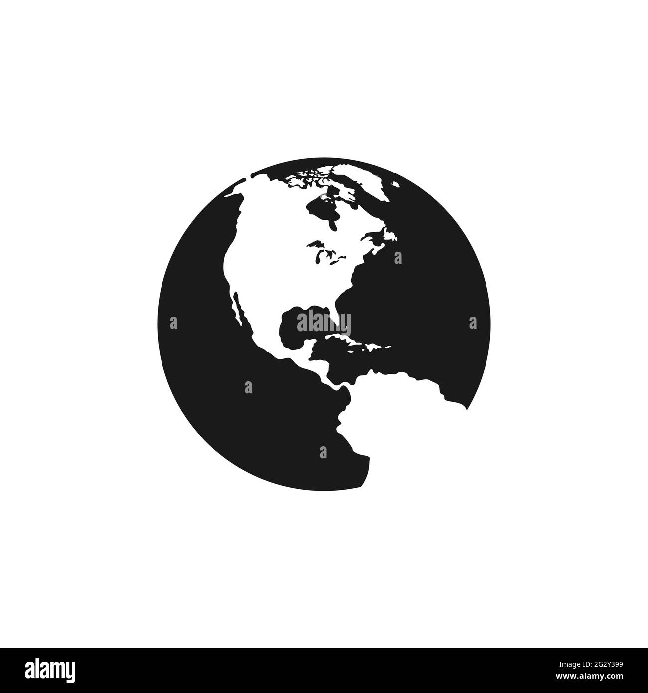 Vector icon of the globe from the North and South America. Journey