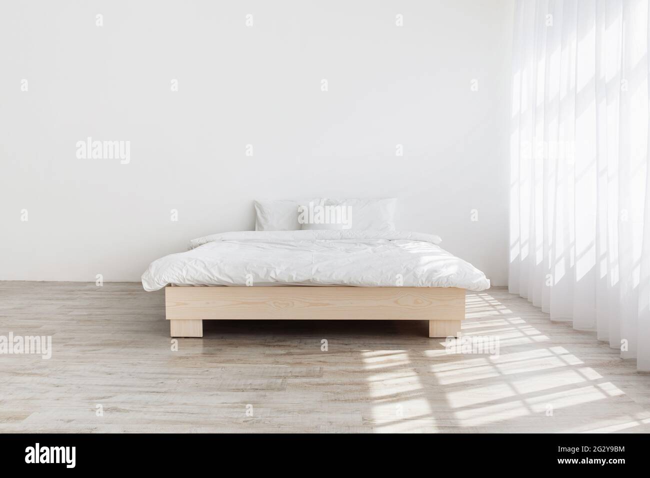 Simple minimalist house design, mockup for ad, blog about interior. Real photo Stock Photo