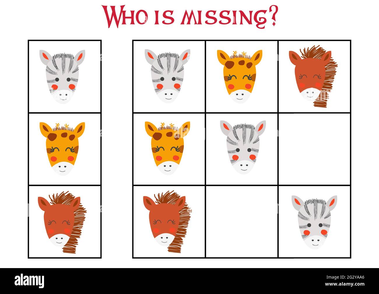 Sudoku game for children with pictures. Kids activity sheet. cute ...