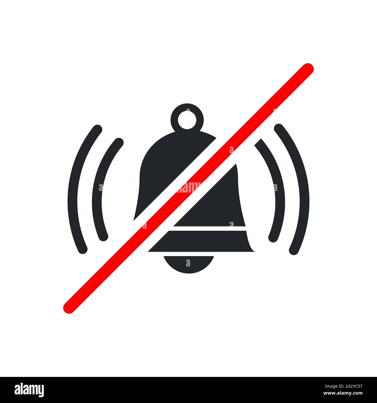 Loud sound not allowed, keep quiet red forbidden sign with ringing bell