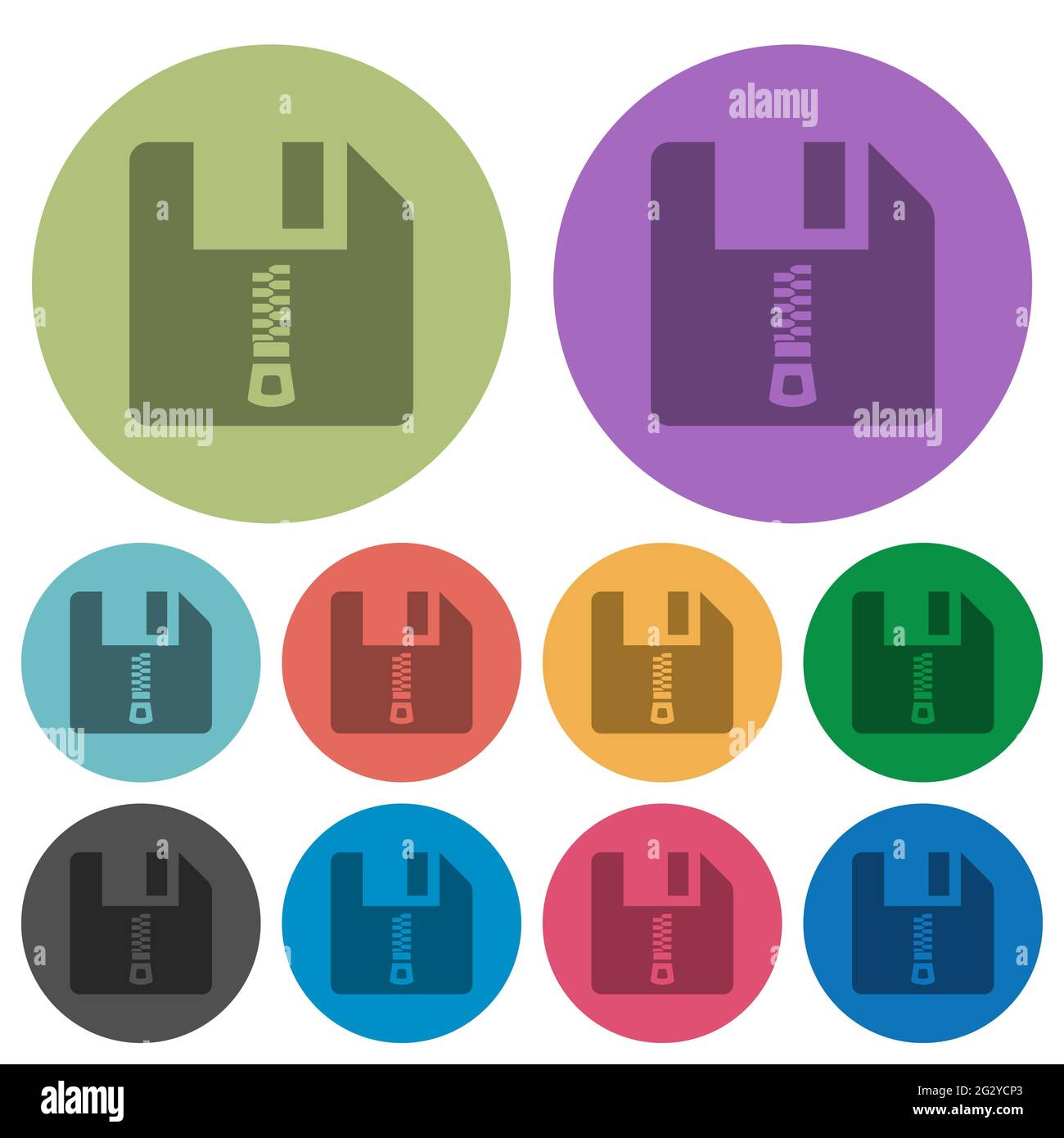 Compressed file darker flat icons on color round background Stock Vector