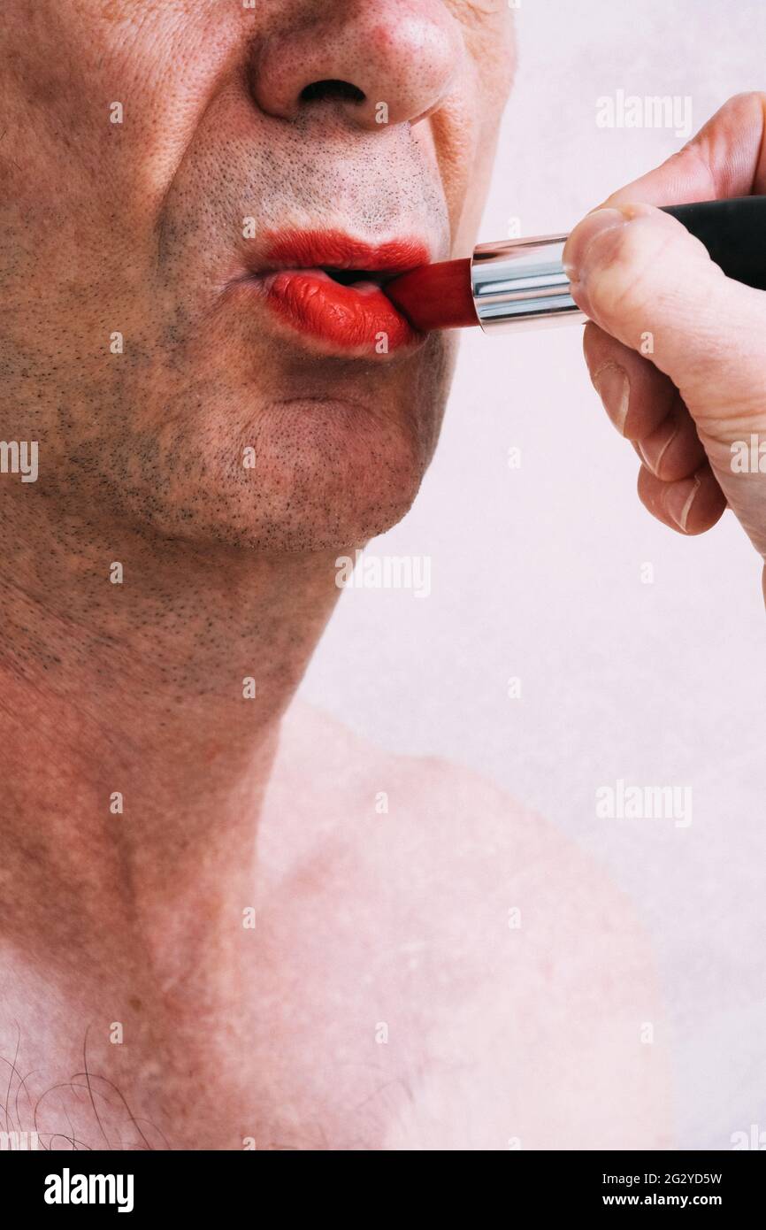 Transvestite with red lipstick hi-res stock photography and images - Alamy