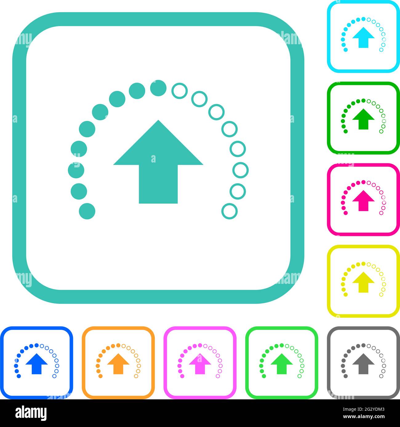 Upload in progress vivid colored flat icons in curved borders on white ...