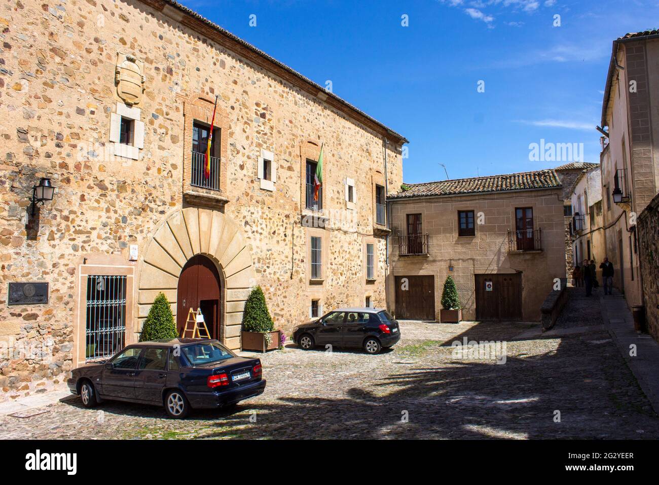 Caceres, Spain. The Rectorado (Rector's Office) of the University of Extremadura (UEX) in the Old Monumental Town, a World Heritage Site Stock Photo