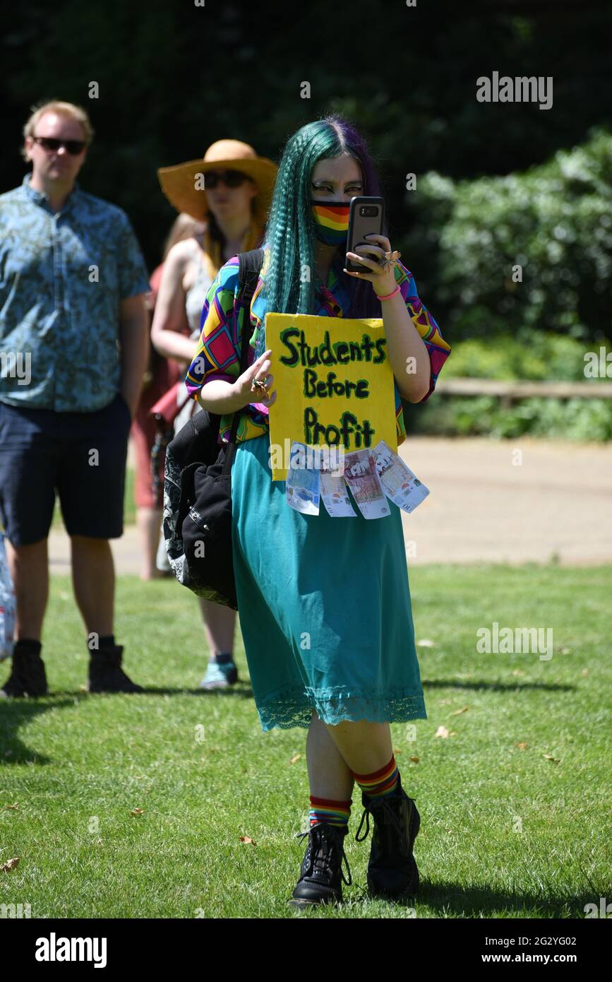 London, UK. 13 June 2021. SUAF (Students United Against Fees) and LSE ...