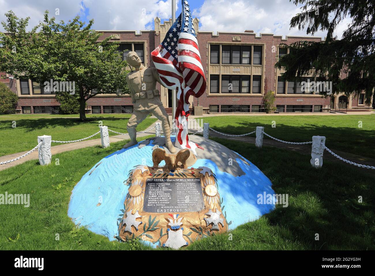 Word War 1 memorial Eastport High School Long Island New York Stock Photo