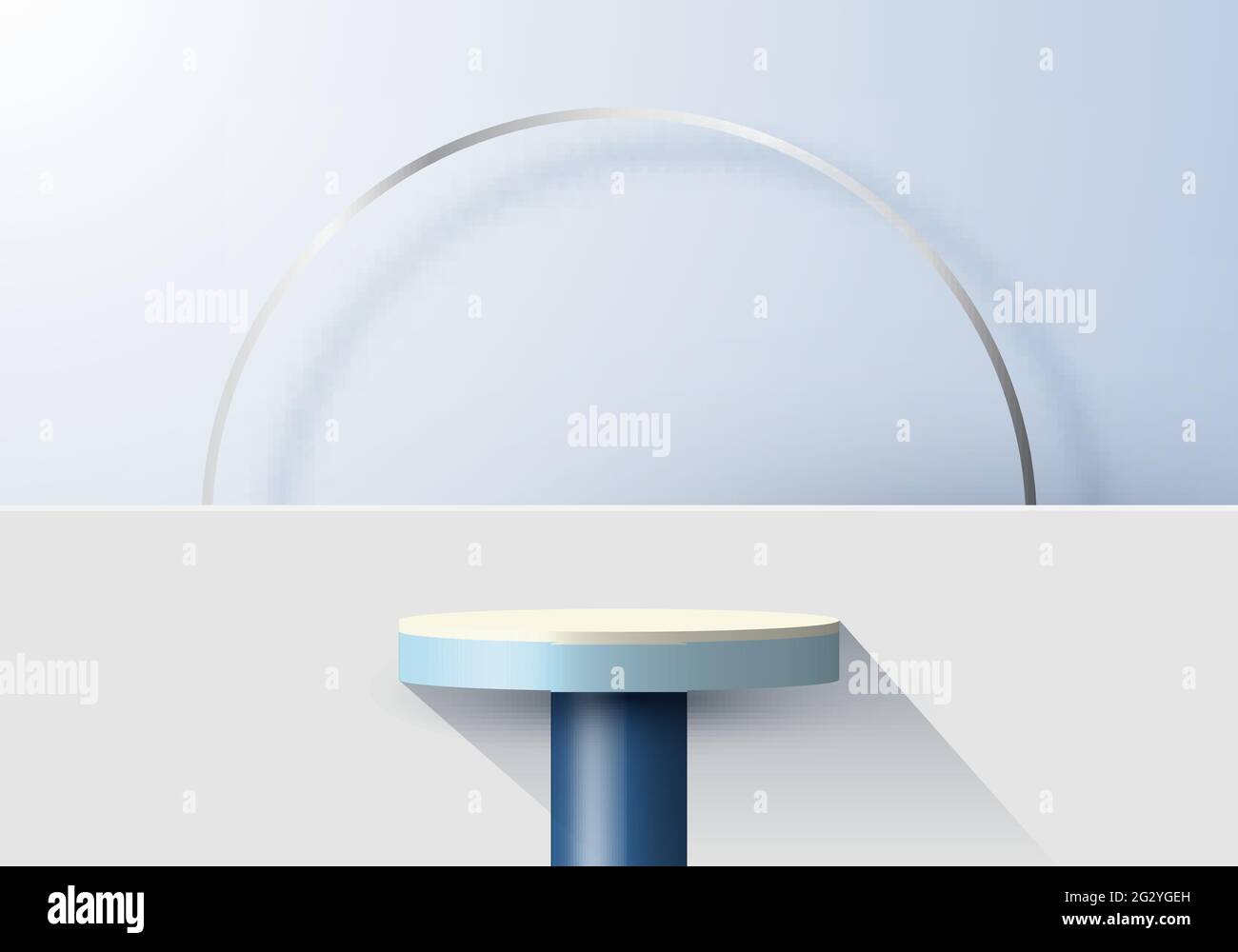 3D realistic blue podium and ring with backdrop minimal scene display ...