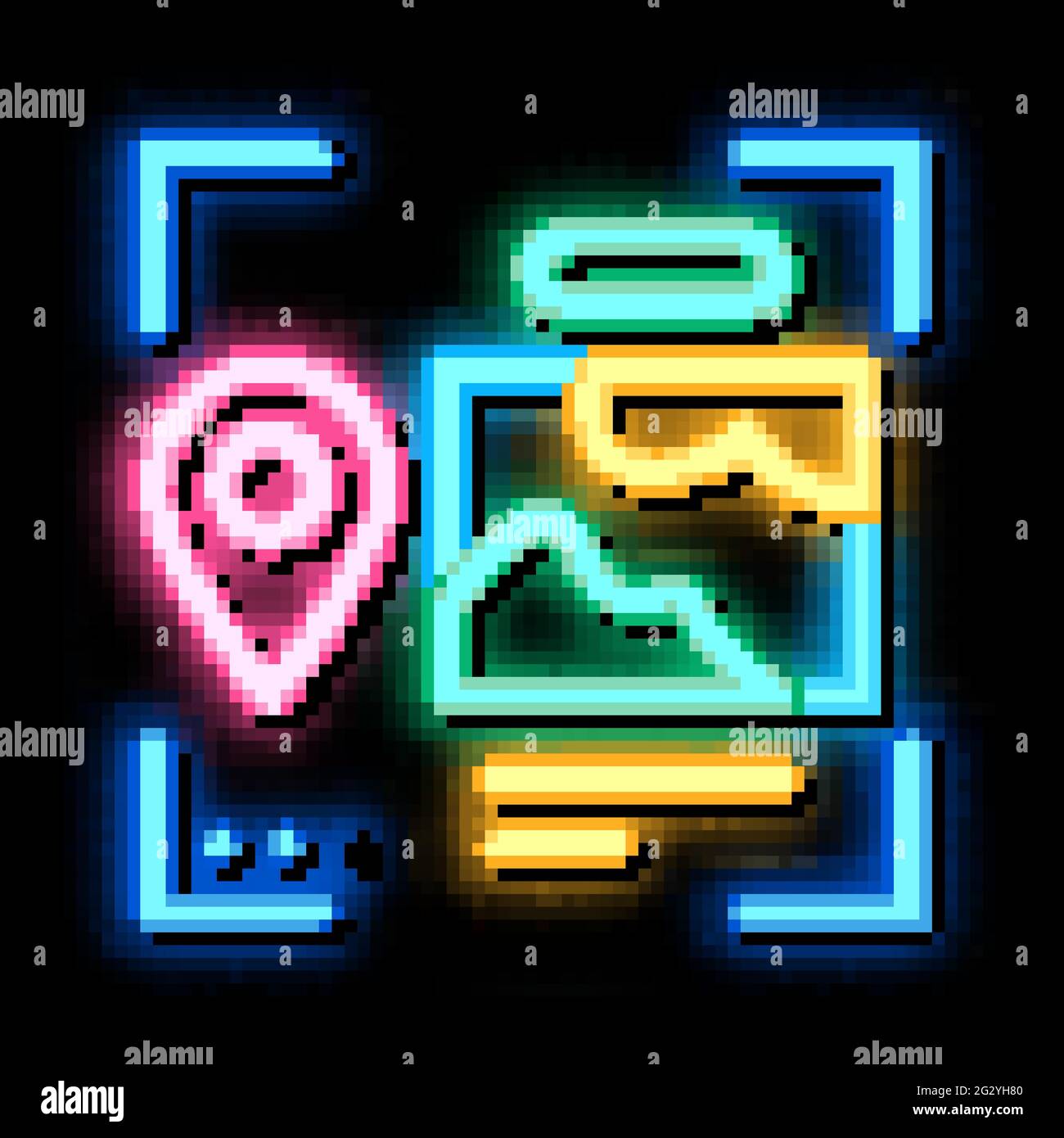 image and gps location for identity neon glow icon illustration Stock ...