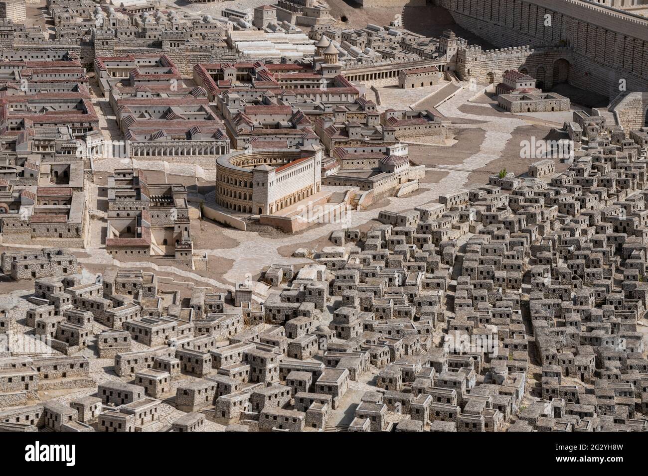 A 1:50 scale Holyland Model of Jerusalem, also known as Model of Jerusalem at the end of the Second Temple period. Israel Museum, Jerusalem. Israel Stock Photo