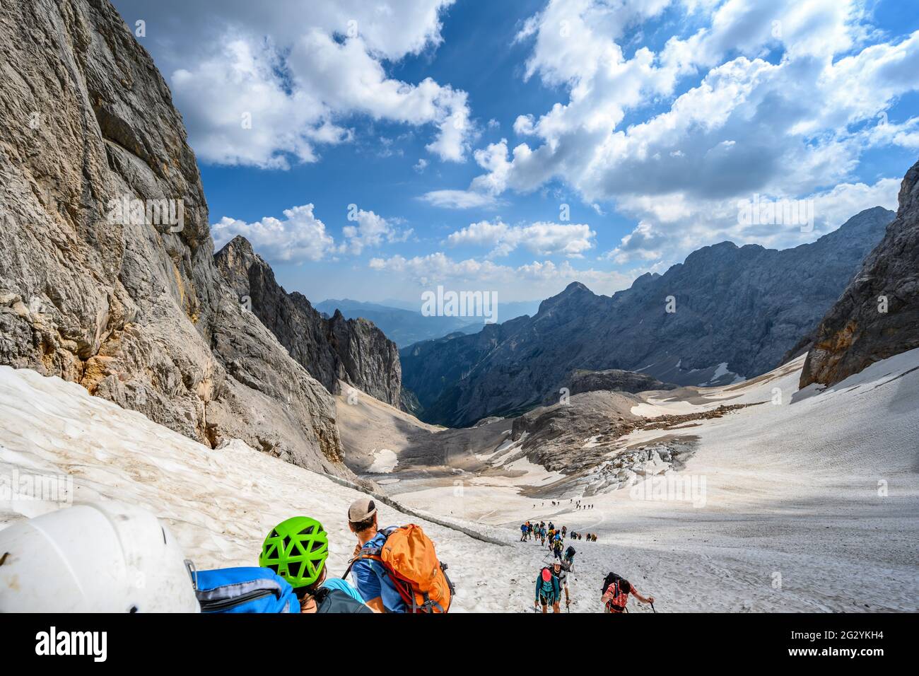 Aufstieg zur Zugspitze über das Höllental Stock Photo