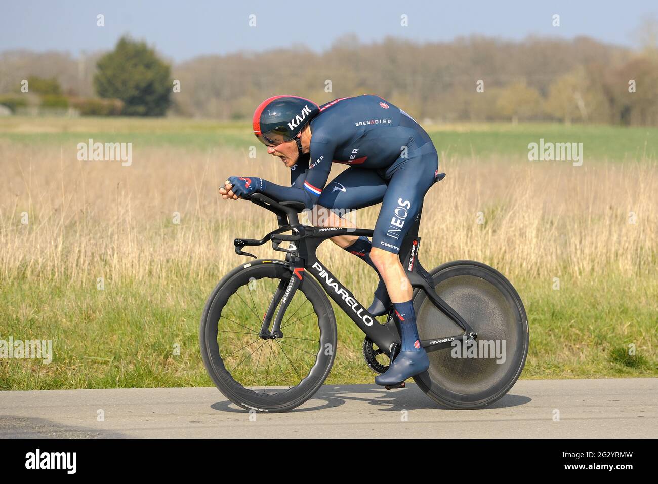 Dutch rider Dylan Van Baarle (team Ineos Grenadiers) seen in action during  the individual time trial. He finished the 8th stage, 14" behind the  winner. He finished 13th in the final classification