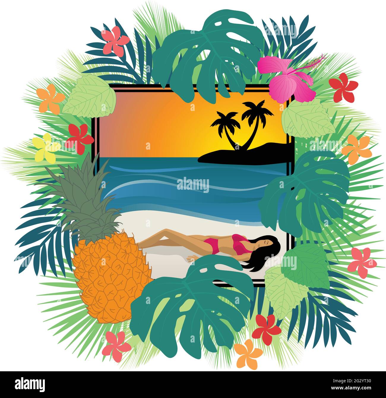 woman on the beach Stock Vector Image & Art - Alamy