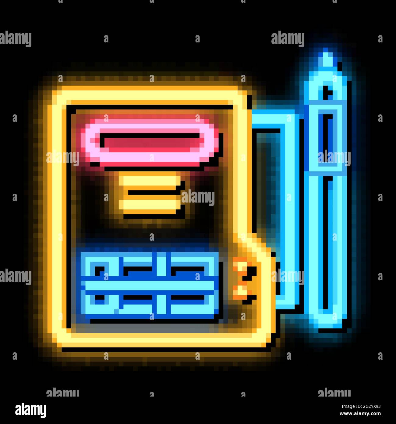 document policy neon glow icon illustration Stock Vector