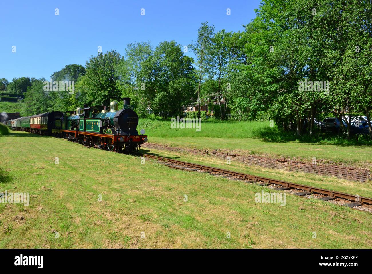 A double header of two steam on a Heritage railway in the