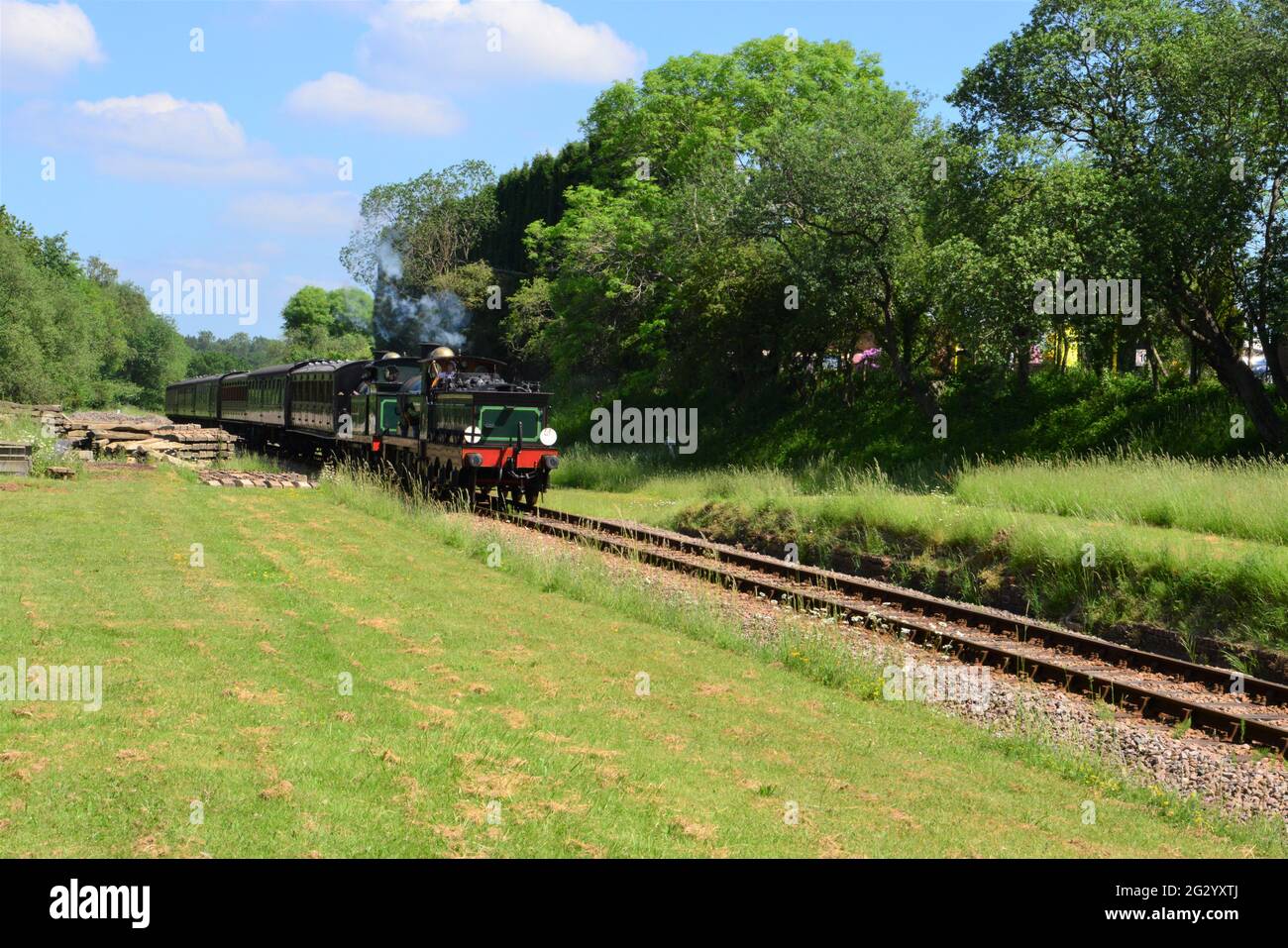 A double header of two steam on a Heritage railway in the