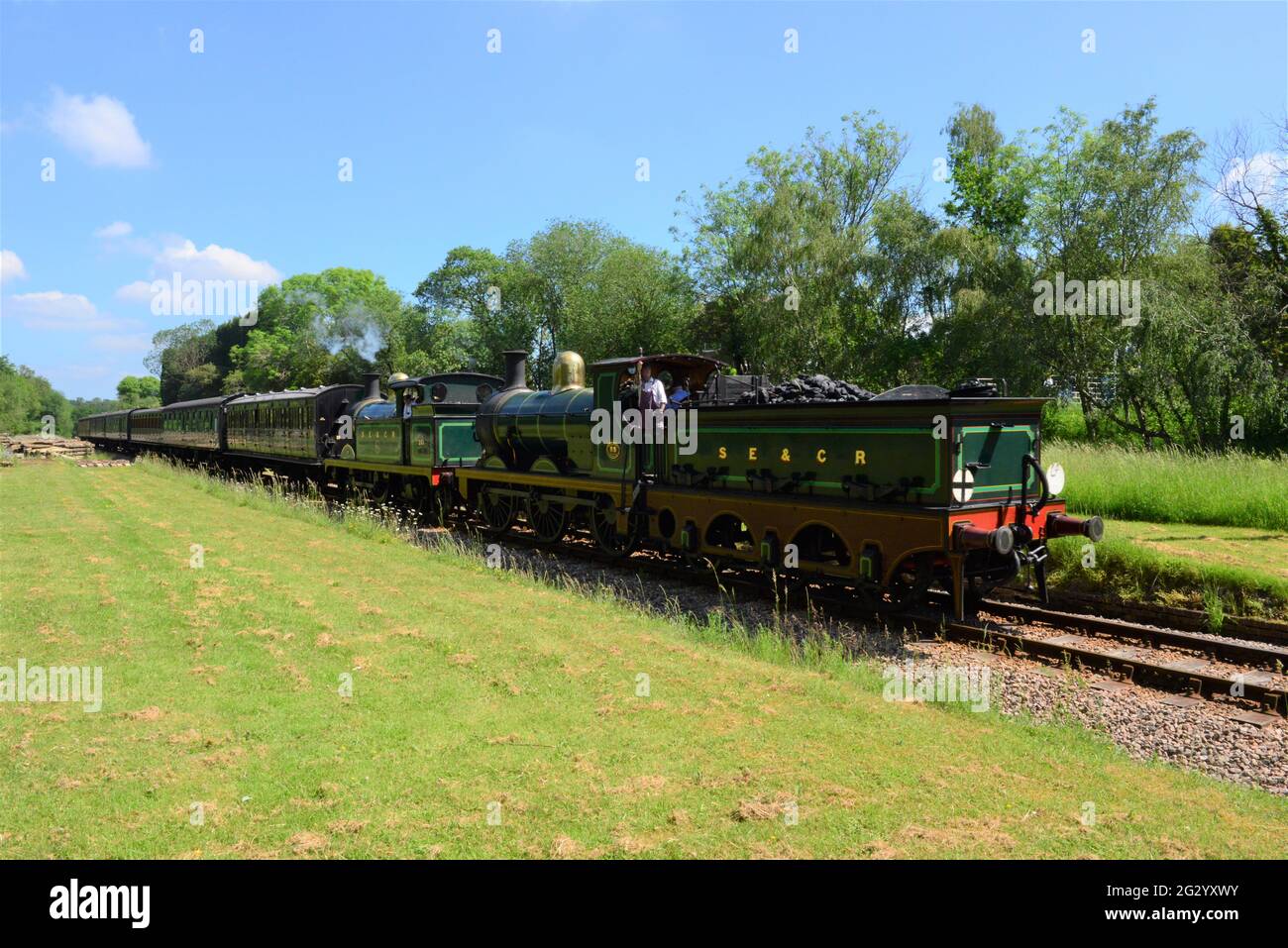 A double header of two steam on a Heritage railway in the