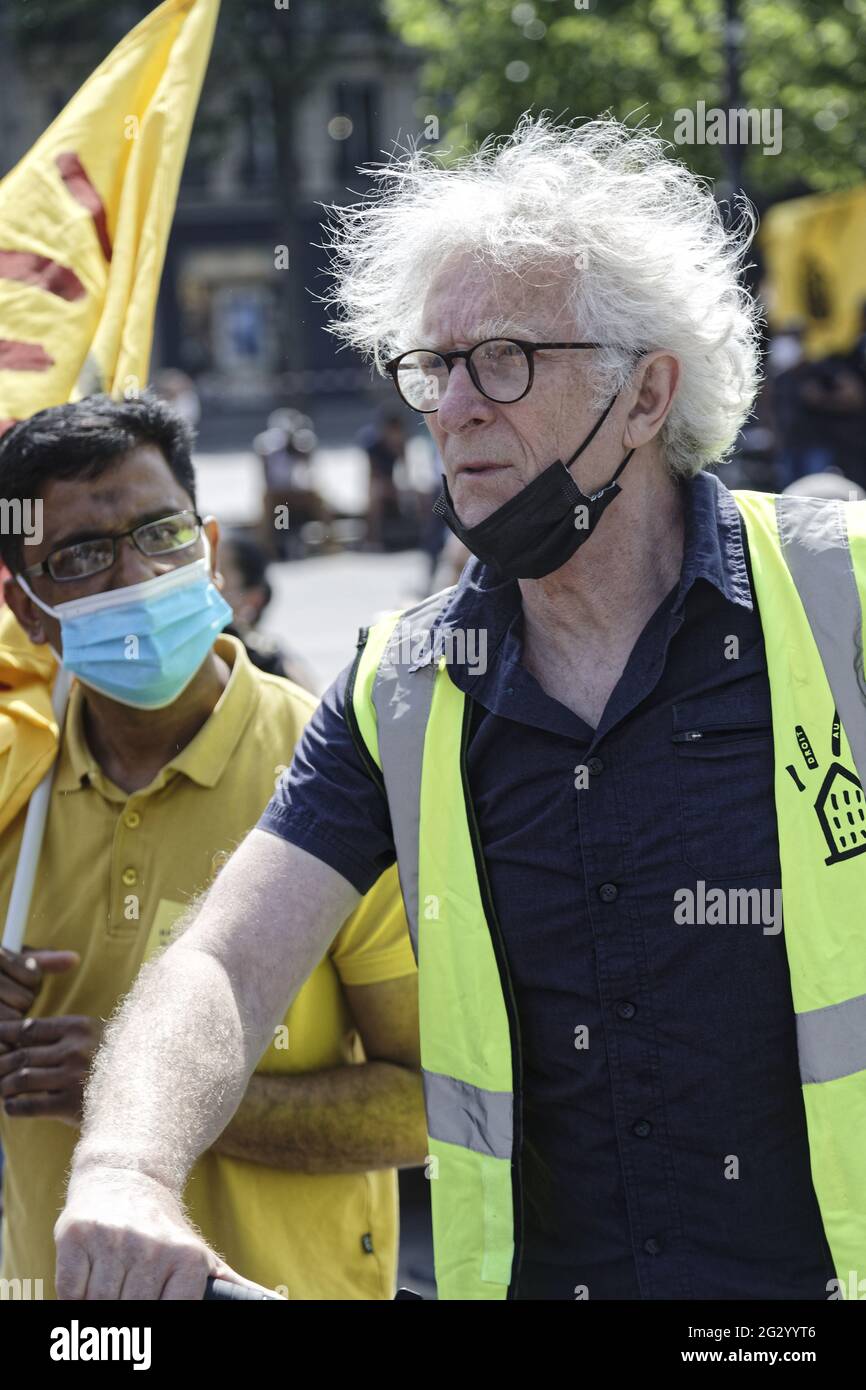 Paris, France. 6th June, 2021. Jean-Baptiste Eyraud (DAL) attends at the  national march FOR OUR FREEDOMS in response to the climate of hatred racism  Stock Photo - Alamy