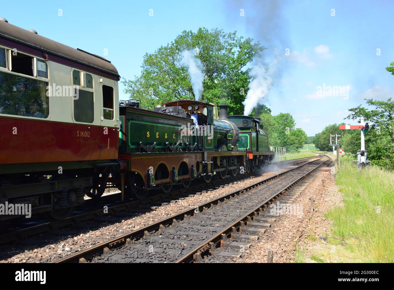 A double header of two steam on a Heritage railway in the