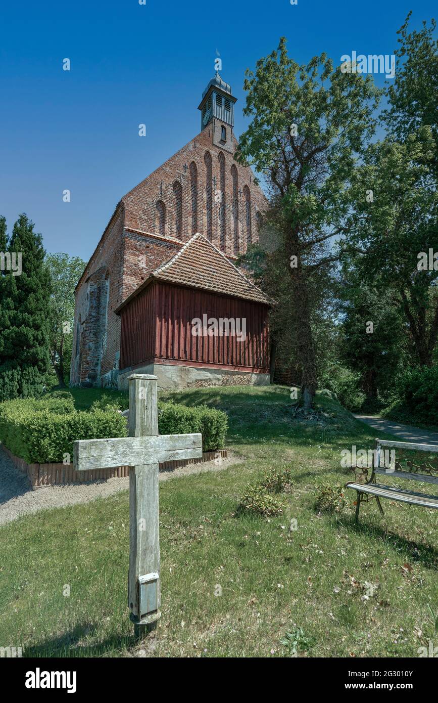 The medieval village church of Gustow village on Ruegen island Stock Photo