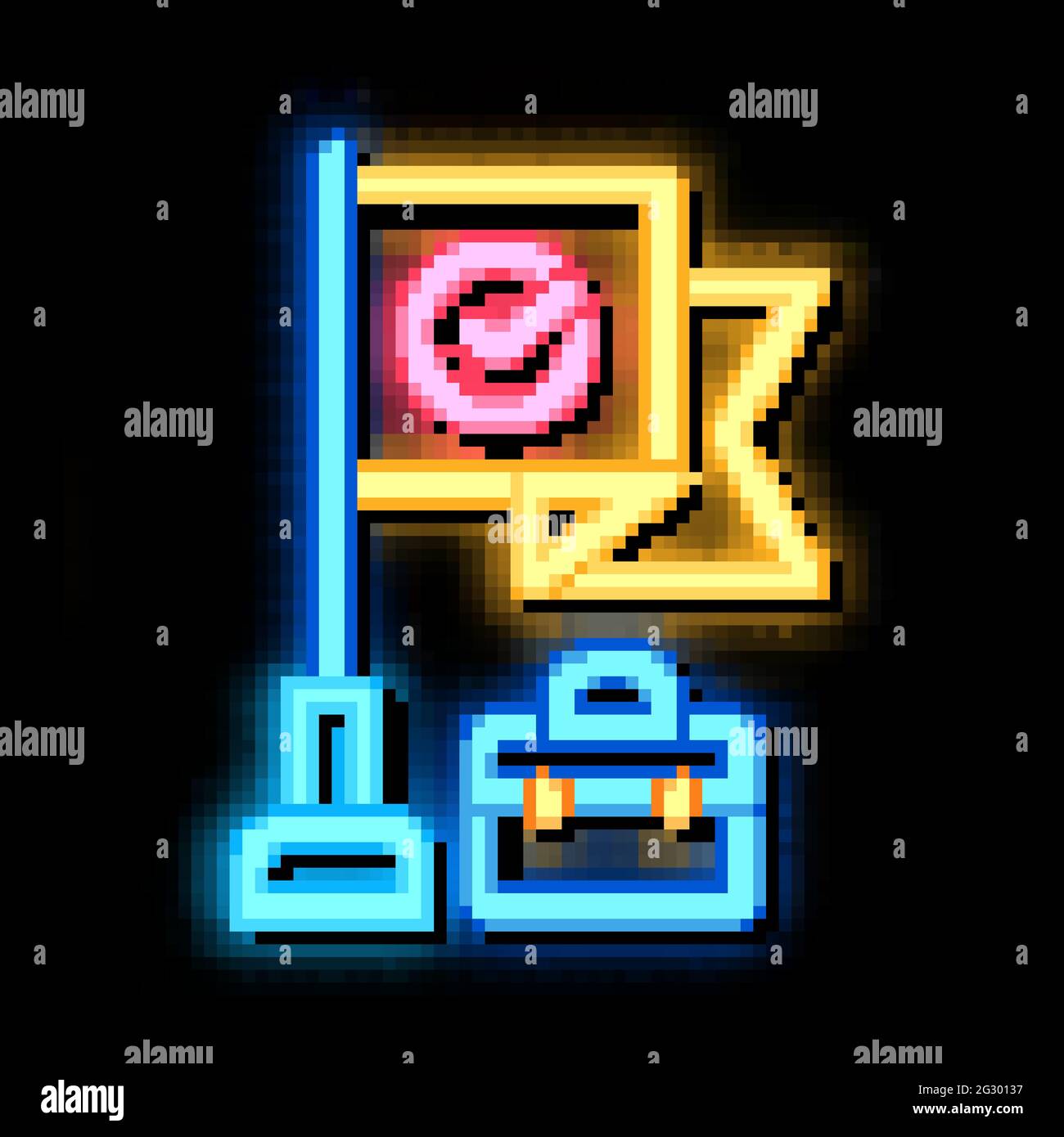 quality policy neon glow icon illustration Stock Vector