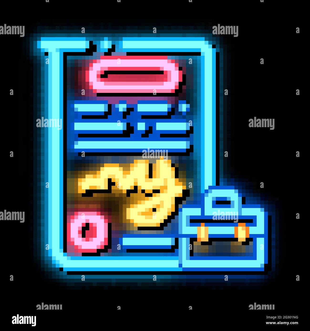 contract policy neon glow icon illustration Stock Vector
