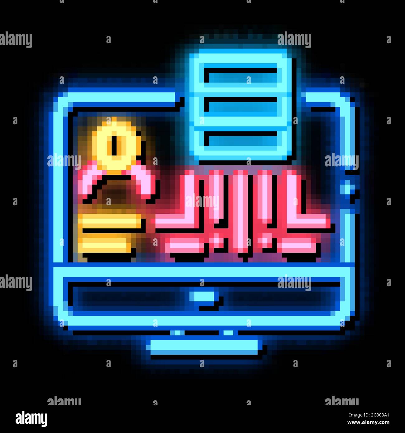 data policy neon glow icon illustration Stock Vector