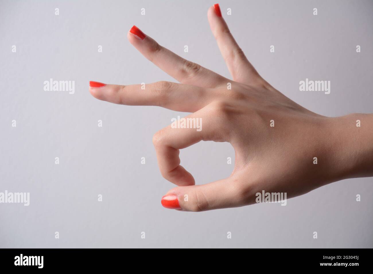 Female hand gesture - ok ,everything is good, right ,zero empty place ...