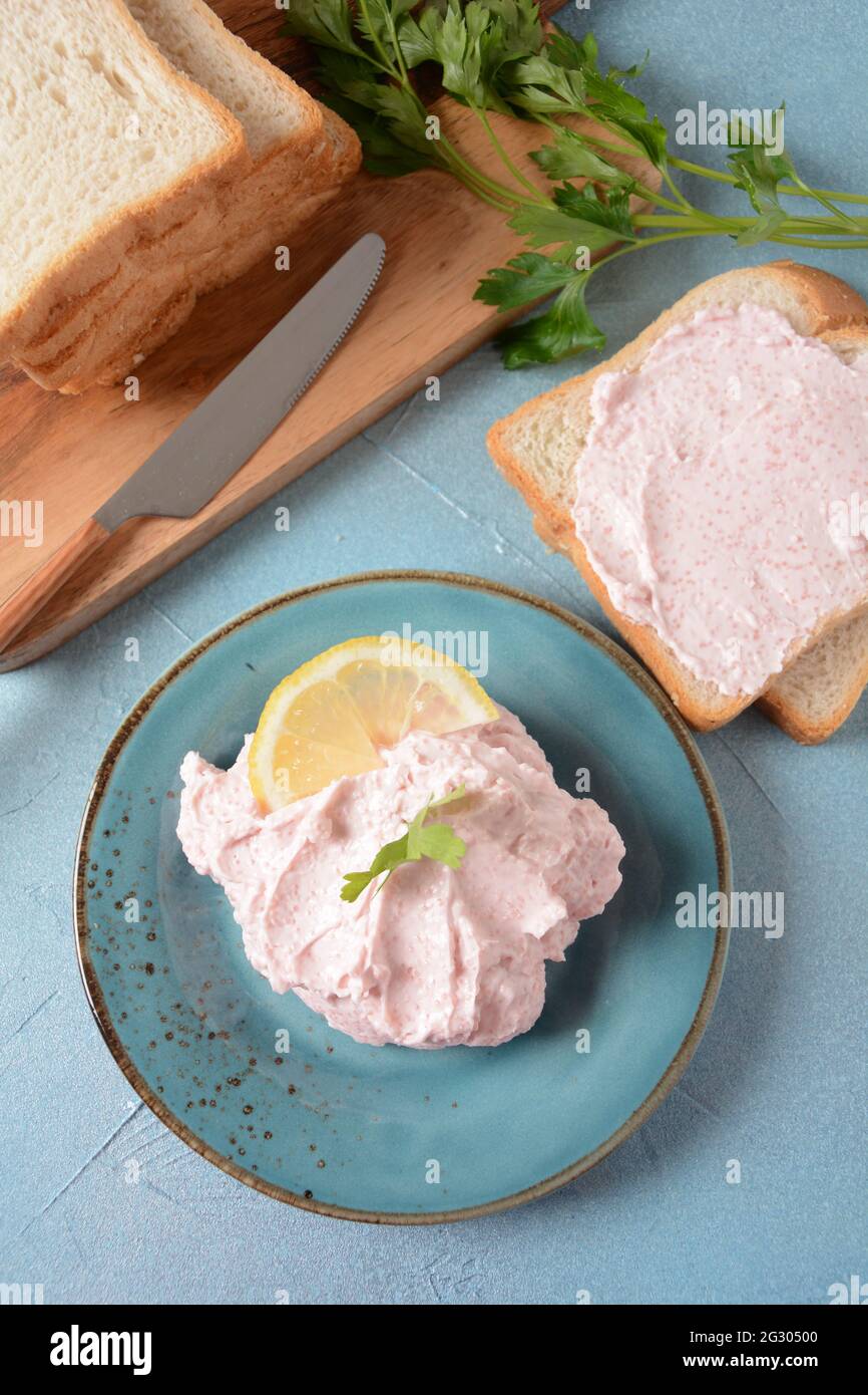 Taramosalata Greek spread Paste (pate) made of ground fish, shrimps