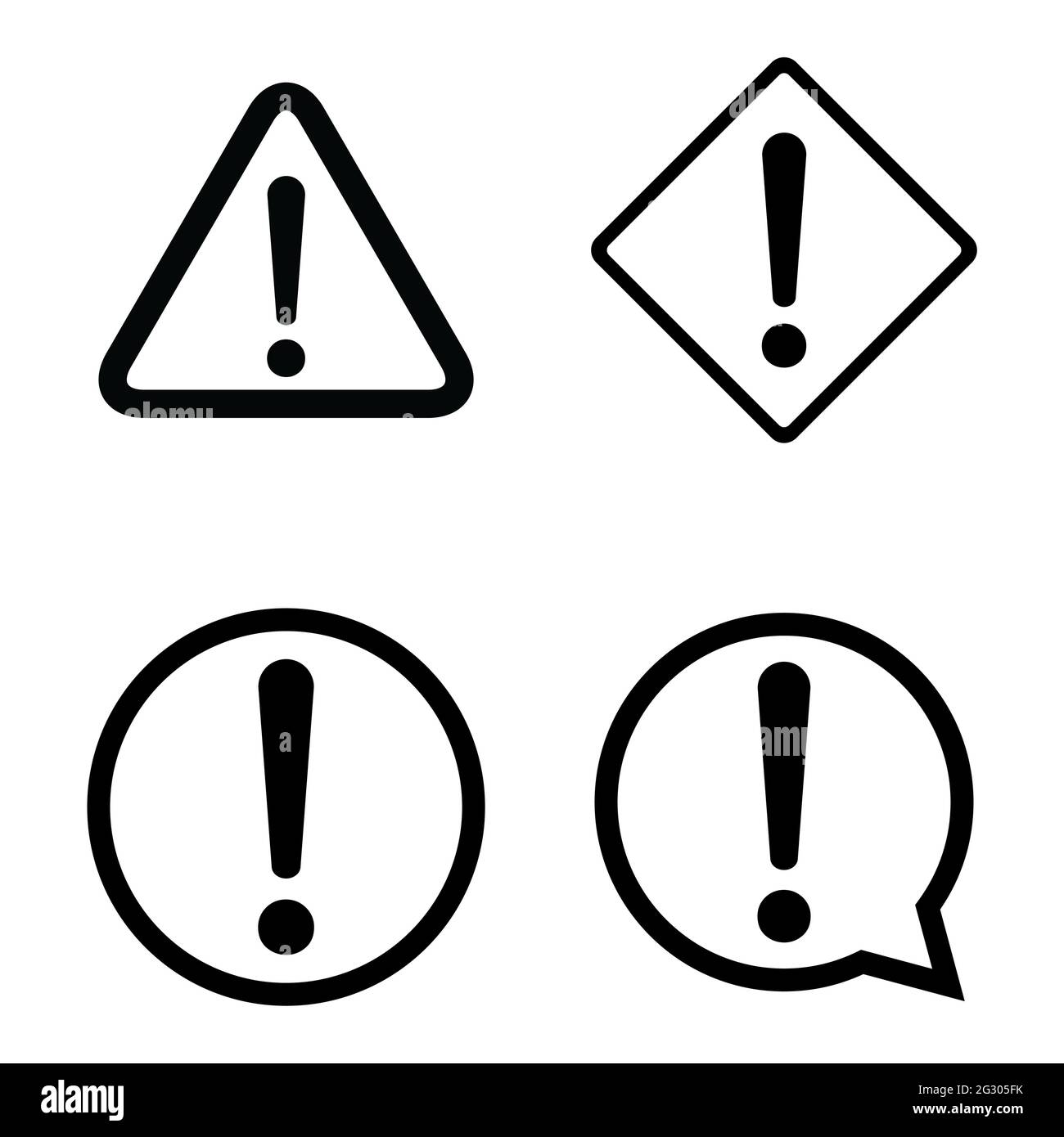 Set of hazard warning, warn symbol vector icon flat sign symbol with ...
