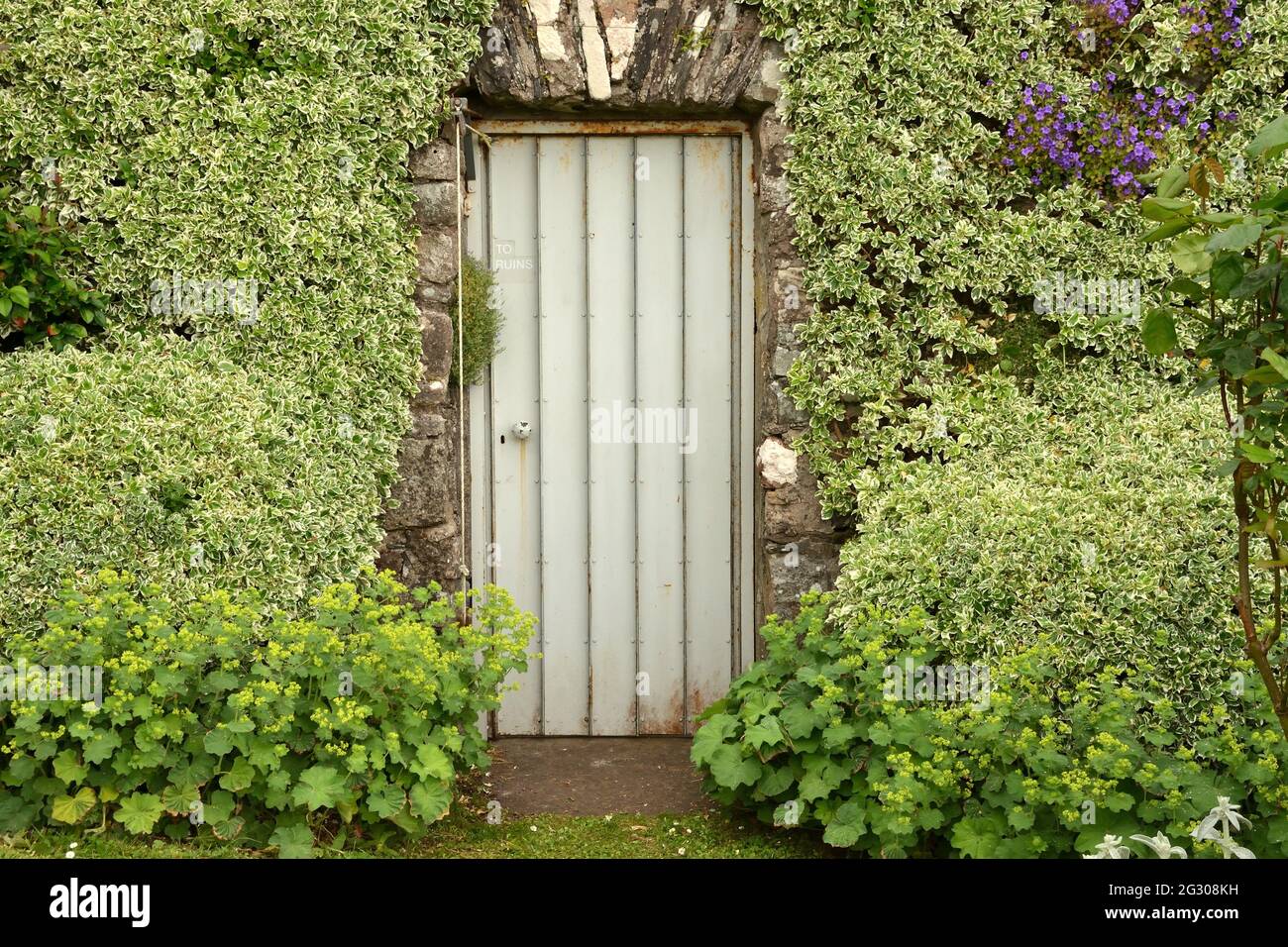 A doorway in a walled garden at Ardchattan Priory Gardens, Oban, Scotland Stock Photo