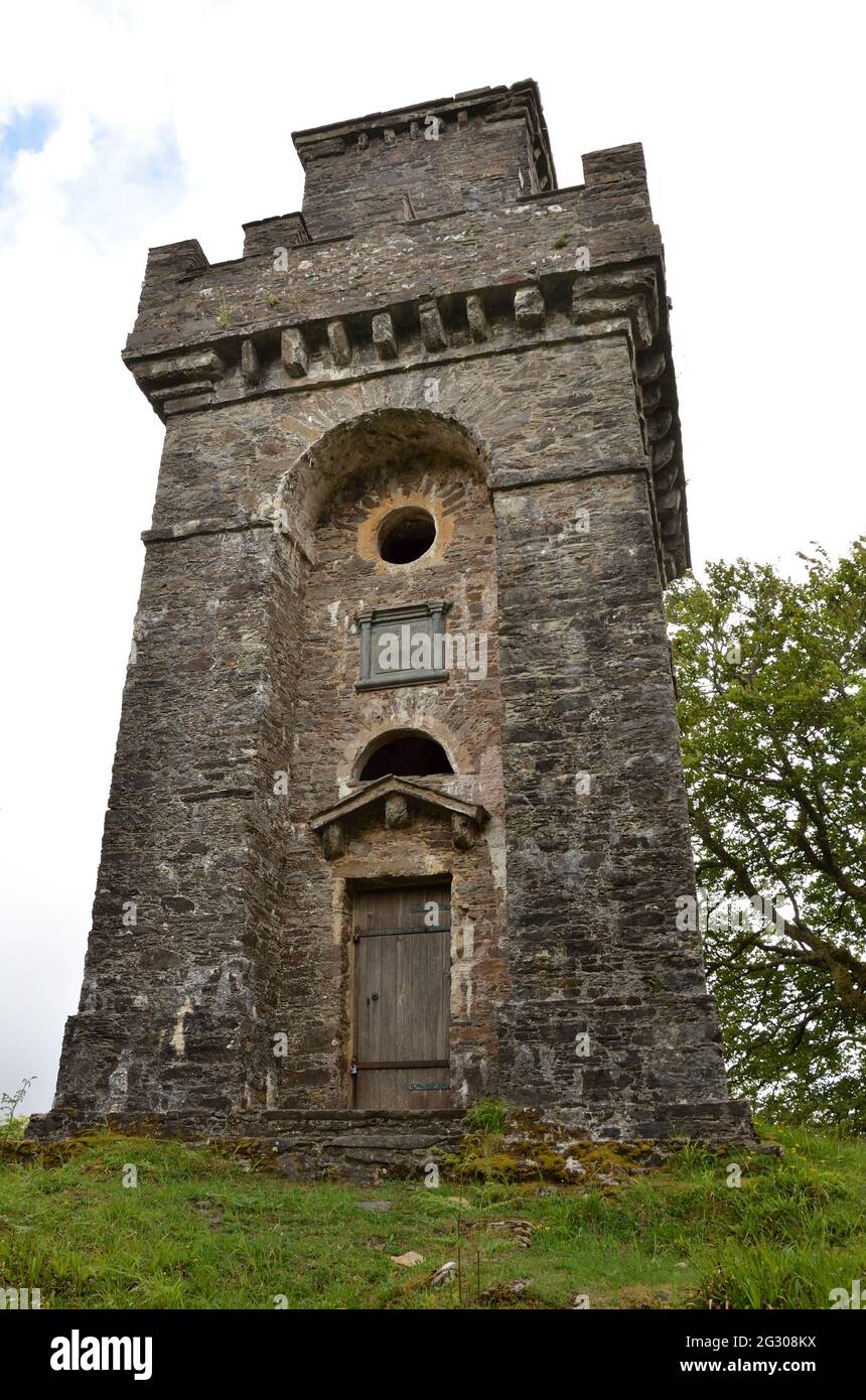 Lady Margaret's Tower, a stone folly on the Lochnell Estate at Benderloch, near Oban, Scotland, Great Britain. Stock Photo