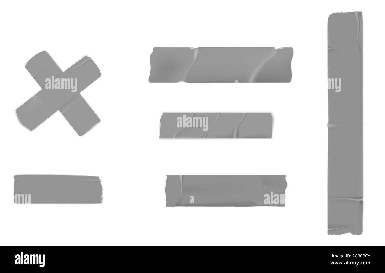 Gray adhesive tape set isolated on white background. Vector realistic