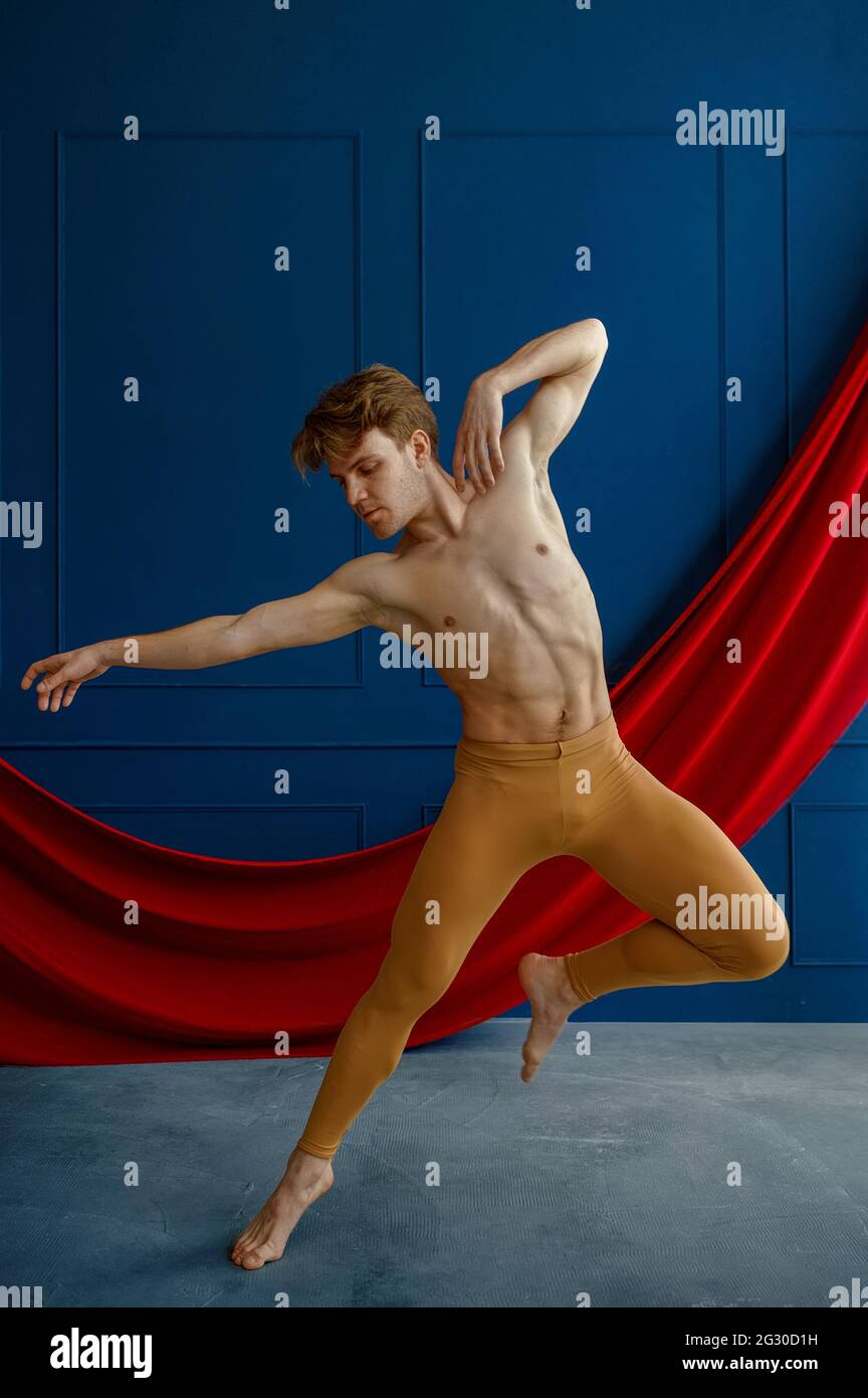 Male ballet dancer, training in dancing class Stock Photo