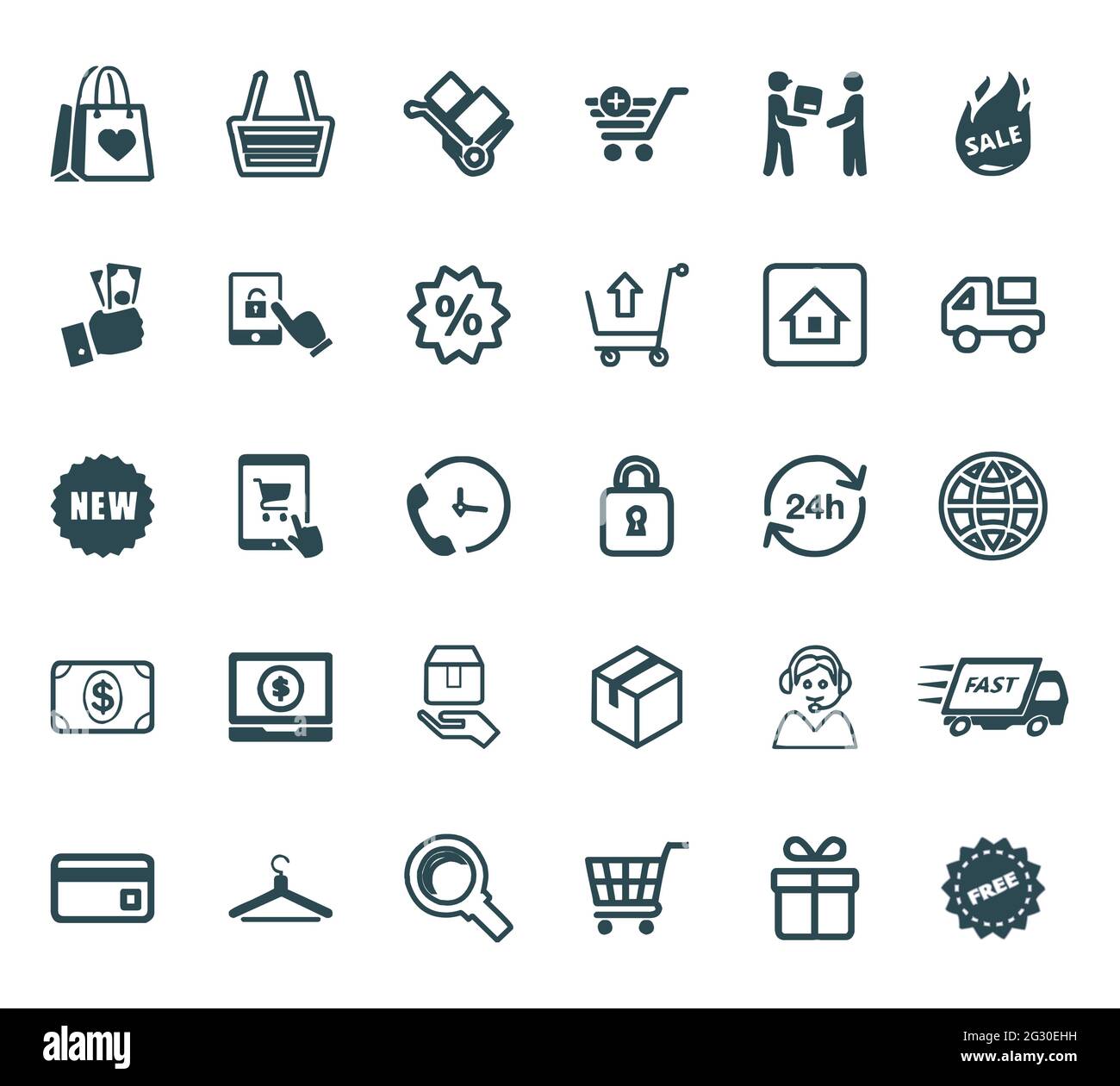 E commerce icon set on white background for website, apps Stock Vector ...