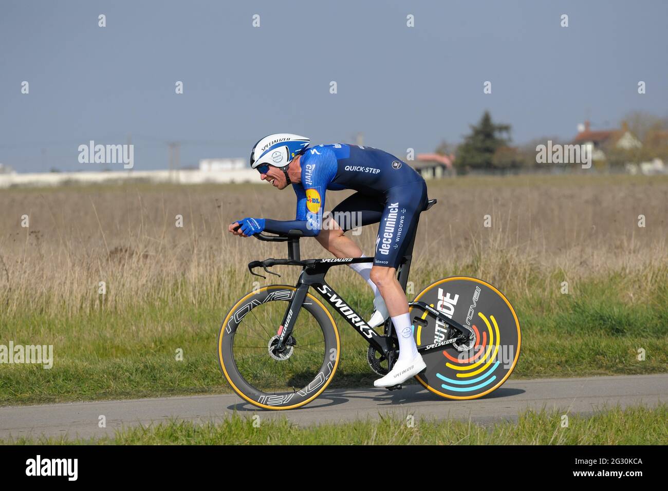 Belgian rider (team Deceuninck-Quick Step) seen in action during the time trial. He finished the 86th stage, 1'11" behind the winner. He finishes 64th in the final classification of