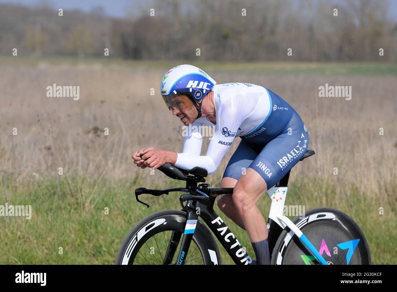 Belgian rider Sepp Vanmarcke (Team Israel Start-Up Nation) seen in action  during the individual time trial. He finished the 73rd stage, 1'02" behind  the winner. He finishes 52nd of the final overall