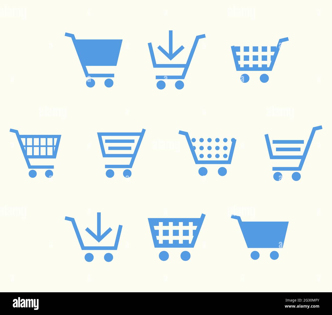 Shopping cart business icon set in light blue color Stock Vector Image & Art Alamy