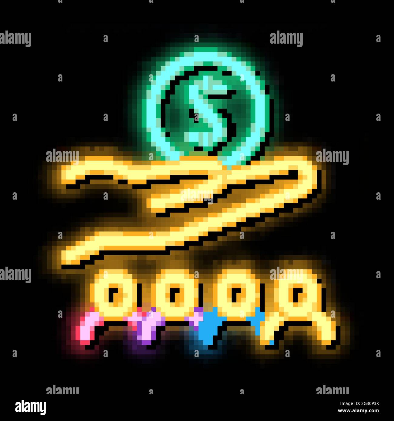 hand holding money above human neon glow icon illustration Stock Vector ...