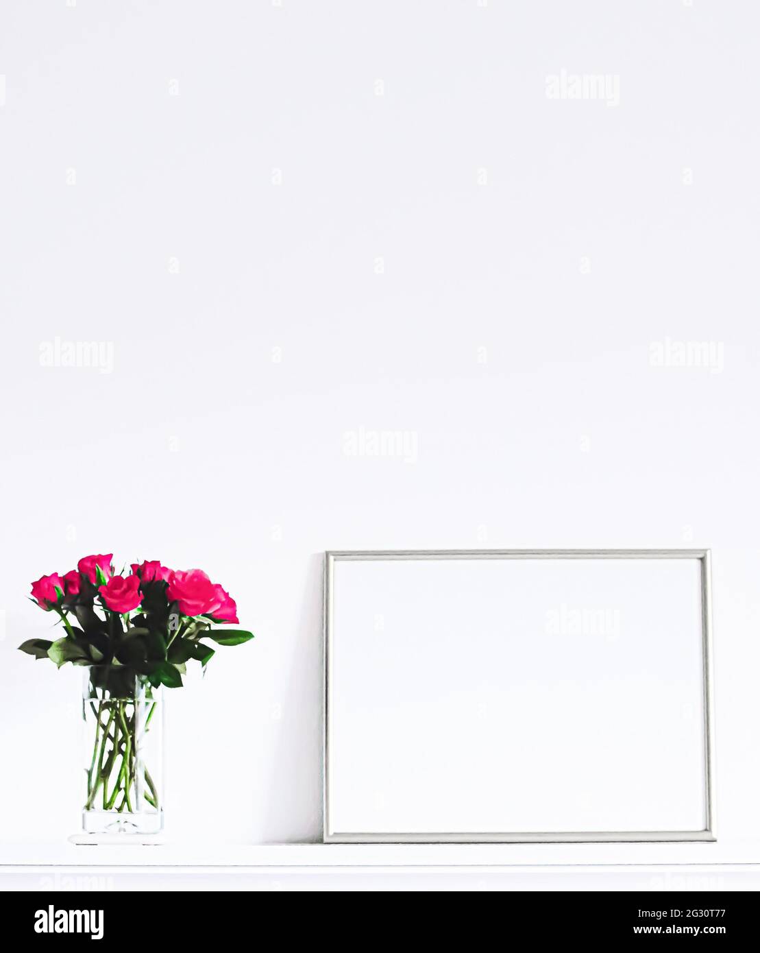 Download Silver Frame On White Furniture Luxury Home Decor And Design For Mockup Poster Print And Printable Art Online Shop Showcase Stock Photo Alamy