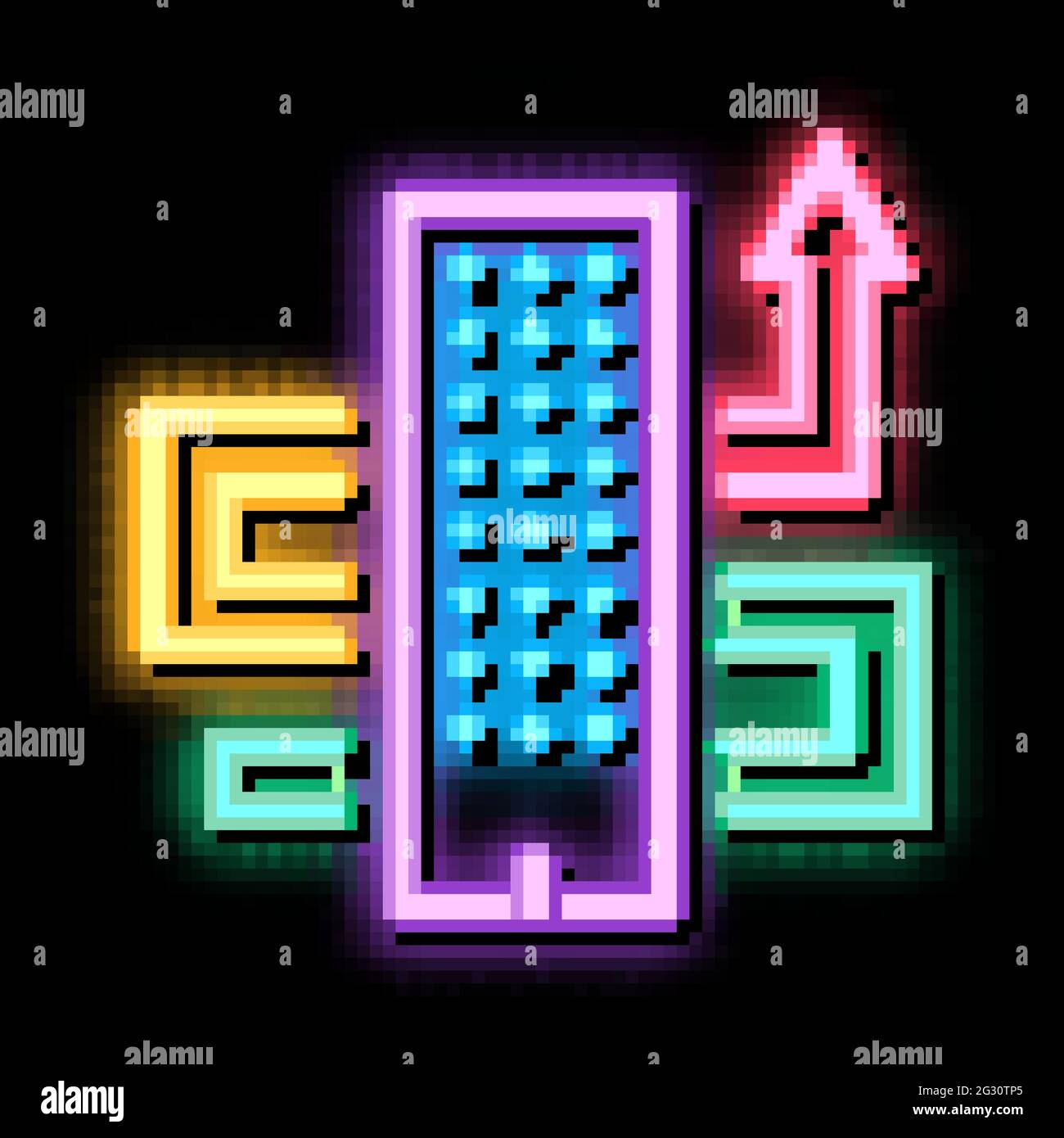 skyscraper and growing arrow neon glow icon illustration Stock Vector ...
