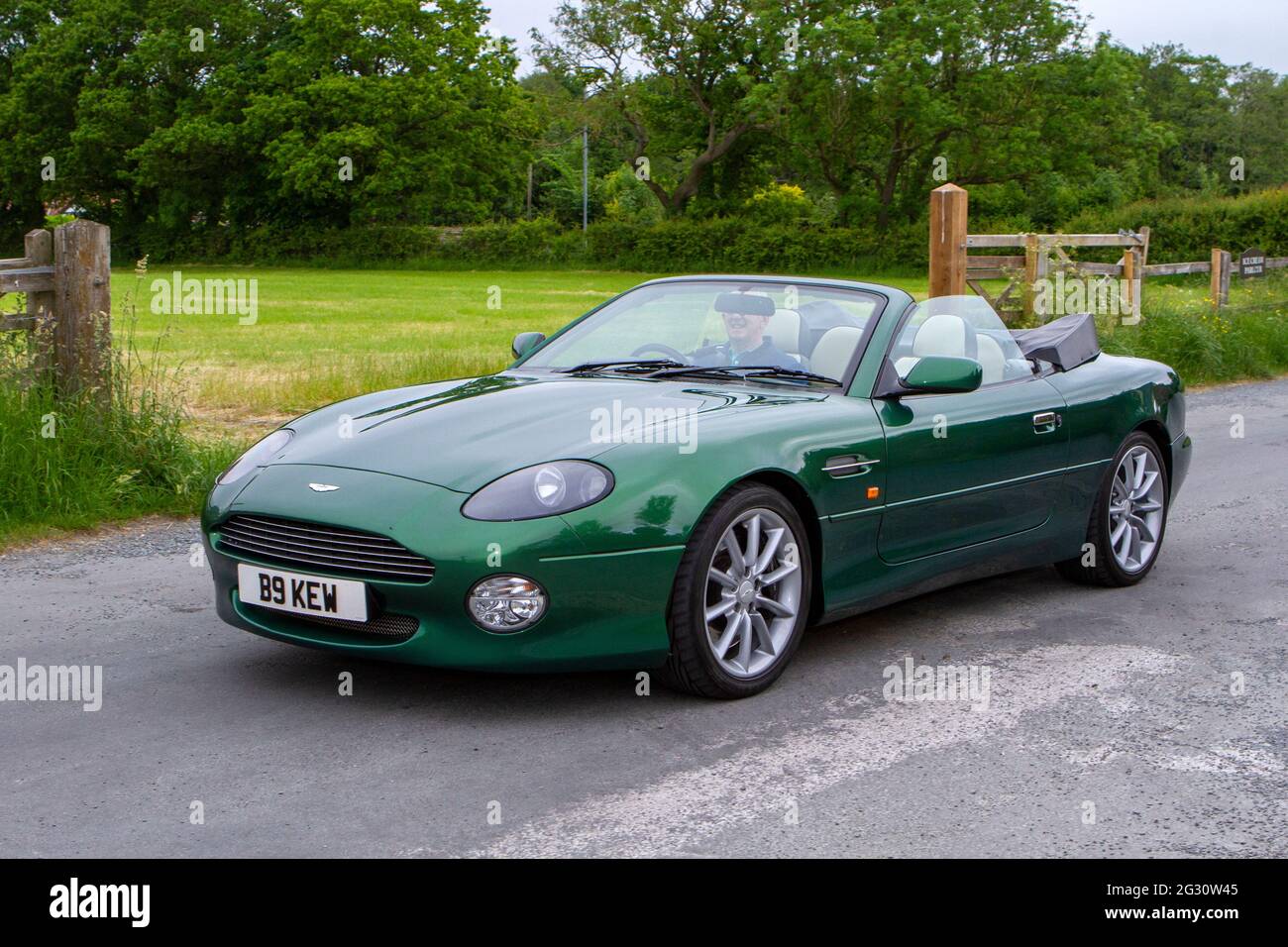 2000 green Aston Martin 6.0 XJRS at the 58th Annual Manchester to Blackpool Vintage & Classic Car Run The event is a ‘Touring Assembly’ Stock Photo