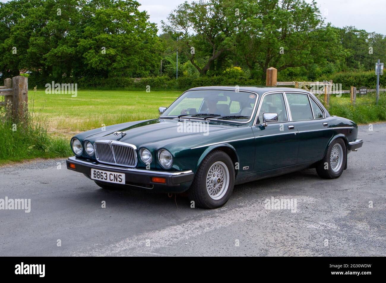 1985 80s green Jaguar 4.2 XJS 4235cc at the 58th Annual Manchester to Blackpool Vintage & Classic Car Run Stock Photo