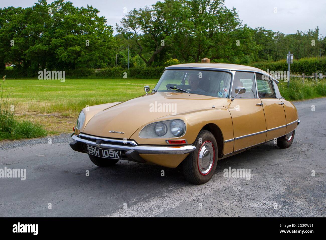 1972 70s gold Citroen DS 2347cc petrol at the 58th Annual Manchester to Blackpool Vintage & Classic Car Run The event is a ‘Touring Assembly’ Stock Photo