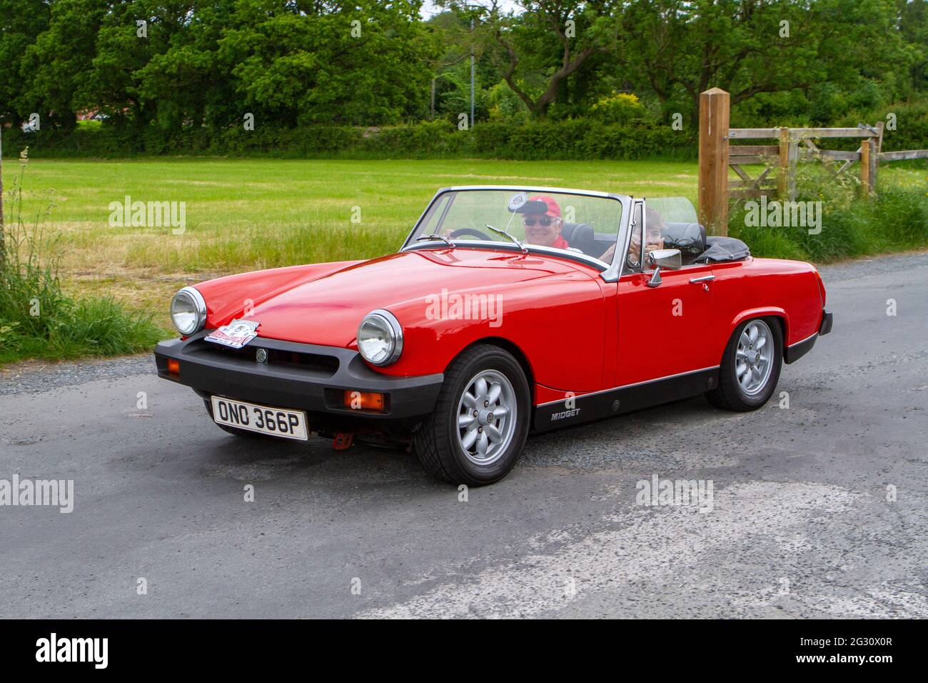A 1976 PETROL MG MIDGET 1500 Annual Manchester to Blackpool Vintage & Classic Car Run The event is a ‘Touring Assembly’ Stock Photo