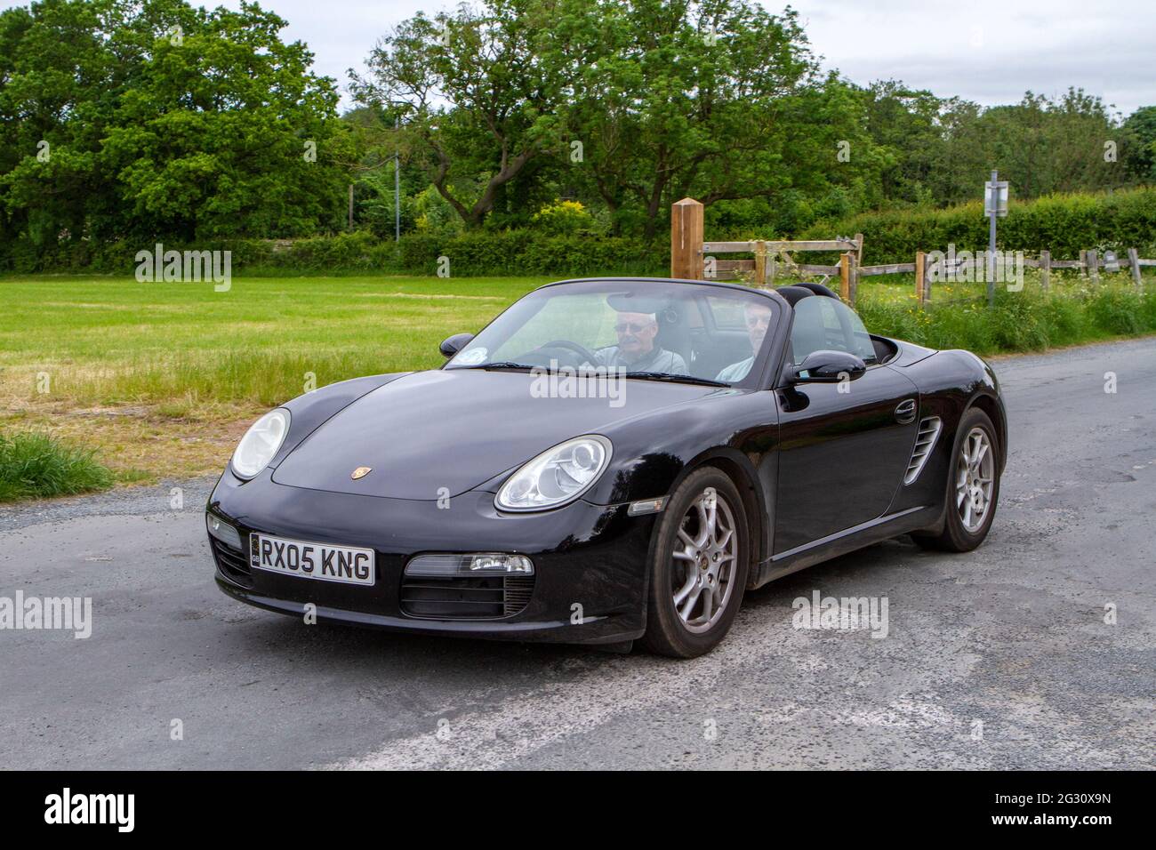 A Black Porsche Boxster Car Annual Manchester to Blackpool Vintage & Classic Car Run The event is a ‘Touring Assembly’ Stock Photo