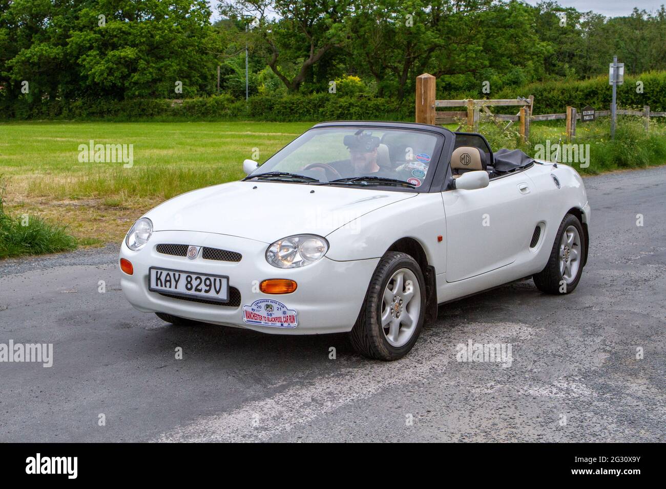 1996 90s white MG I 1796cc at the 58th Annual Manchester to Blackpool Vintage & Classic Car Run The event is a ‘Touring Assembly’ Stock Photo