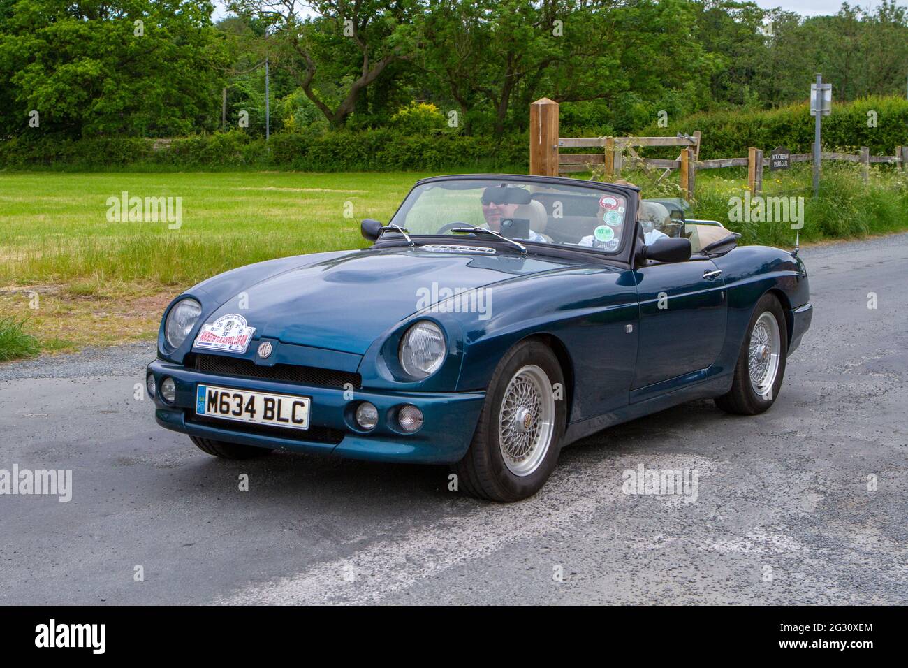 1994 90s blue MG RV8 3900cc cabrio at the 58th Annual Manchester to Blackpool Vintage & Classic Car Run The event is a ‘Touring Assembly’ Stock Photo