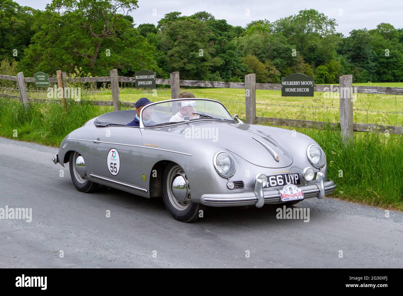 1955 50s silver Porsche 356 pre A speedster, The 58th Annual Manchester to Blackpool Vintage & Classic Car Run The event is a ‘Touring Assembly’ Stock Photo